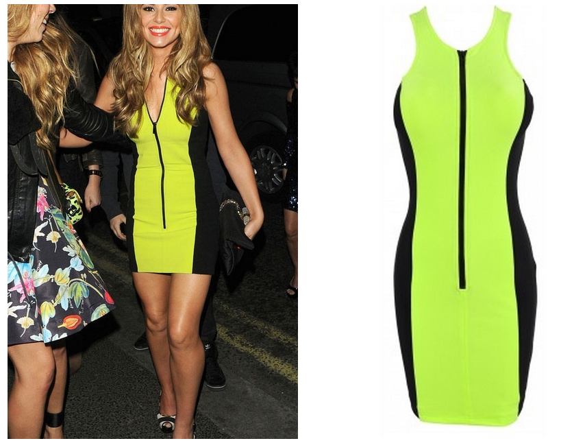 neon green and black dress